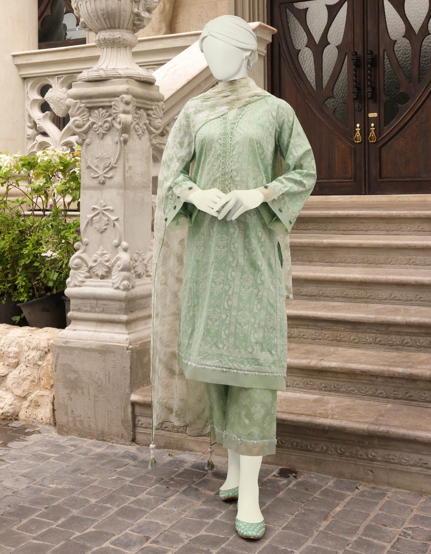Green Lawn Unstitched 3 Piece Dress | Jlawn-S-23-121 Pistaque