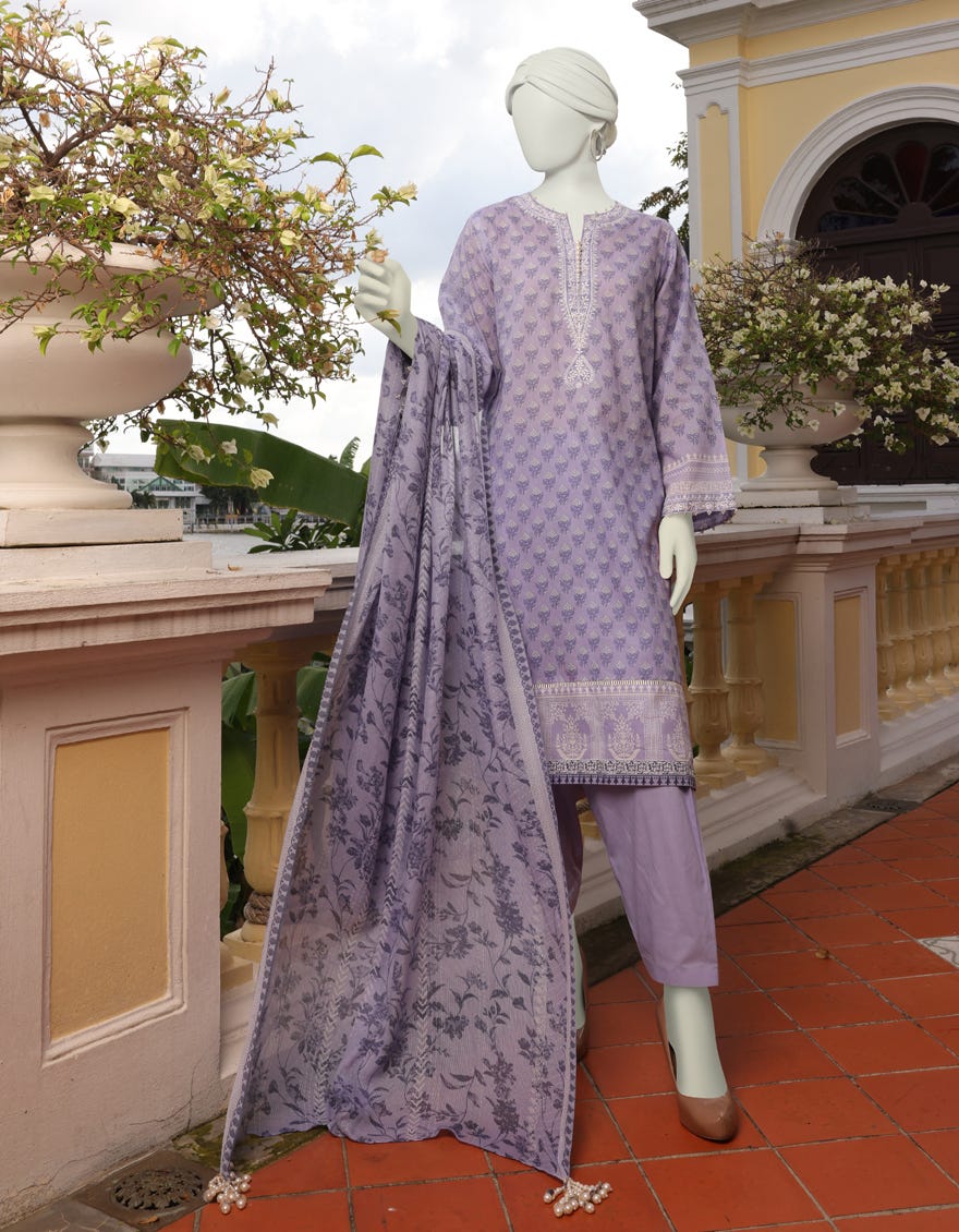 Light Purple Lawn Unstitched 3 Piece Dress | Jlawn-S-23-123 Leena