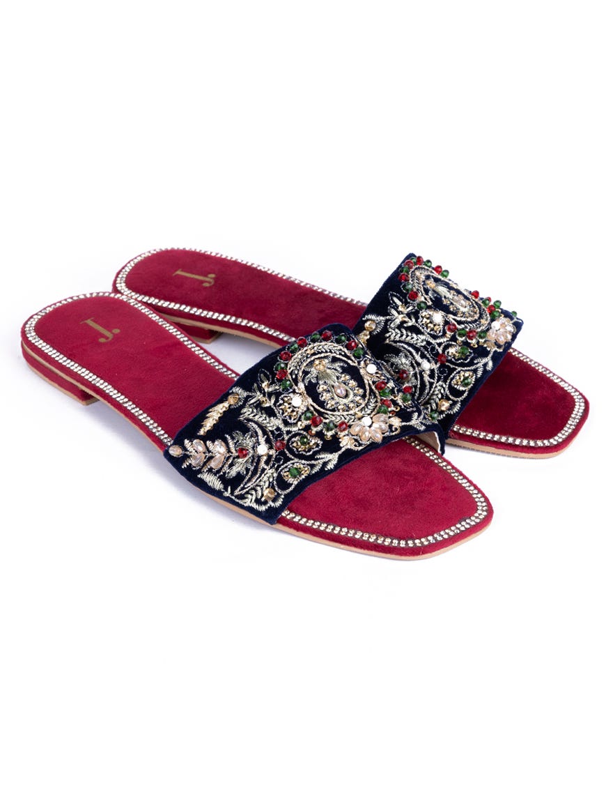 Blue Velvet Chappal | Jlfwc-23-1242