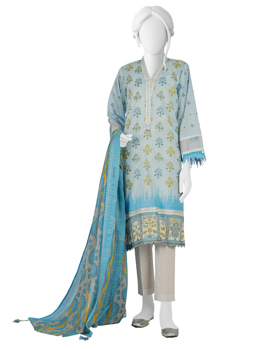 Blue Lawn Unstitched 3 Piece Dress | Jlawn-S-23-124 Bahar