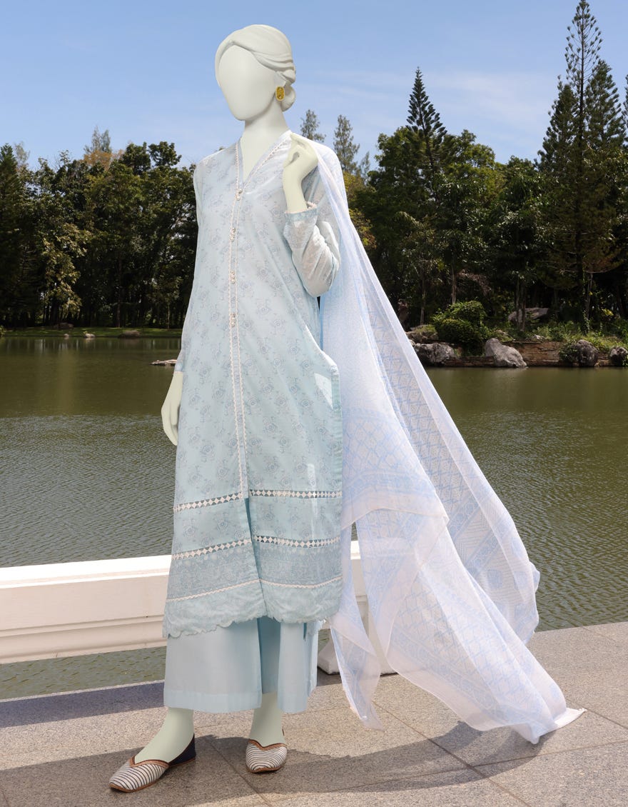 Sky Blue Lawn Unstitched 3 Piece Dress | Jlawn-S-23-127