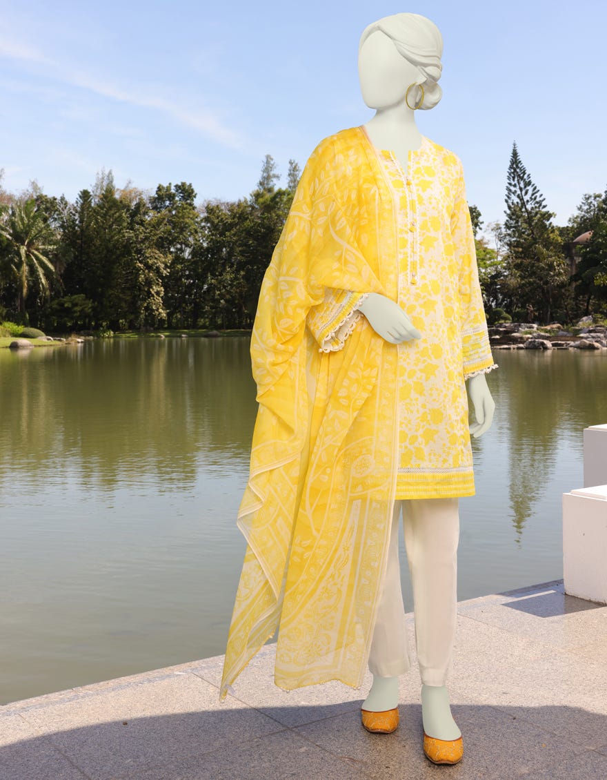 Yellow Lawn Unstitched 3 Piece Dress | Jlawn-S-23-131