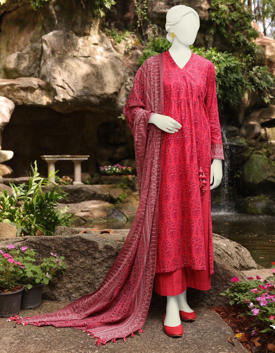 Red Rose Lawn Unstitched 3 Piece Dress | Jlawn-S-23-135 Morgot