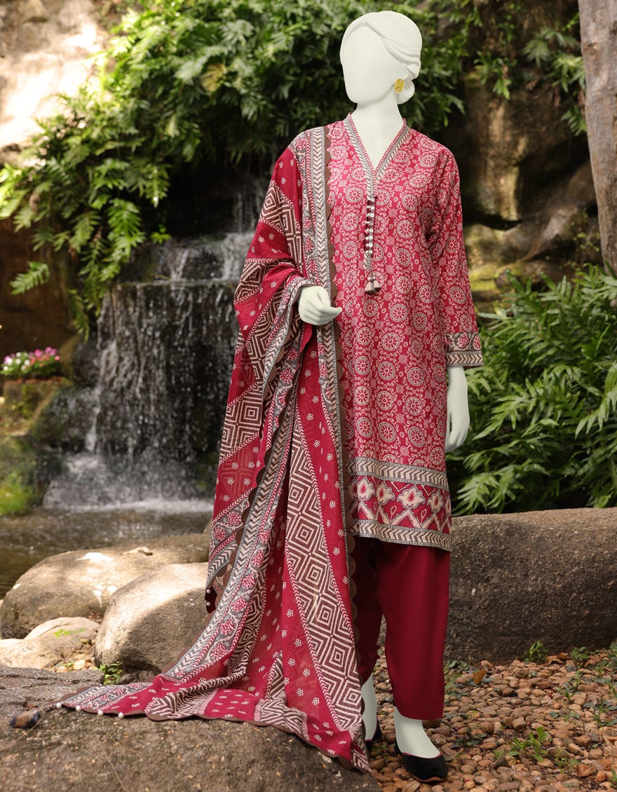 Red Lawn Unstitched 3 Piece Dress | Jlawn-S-23-140 Block