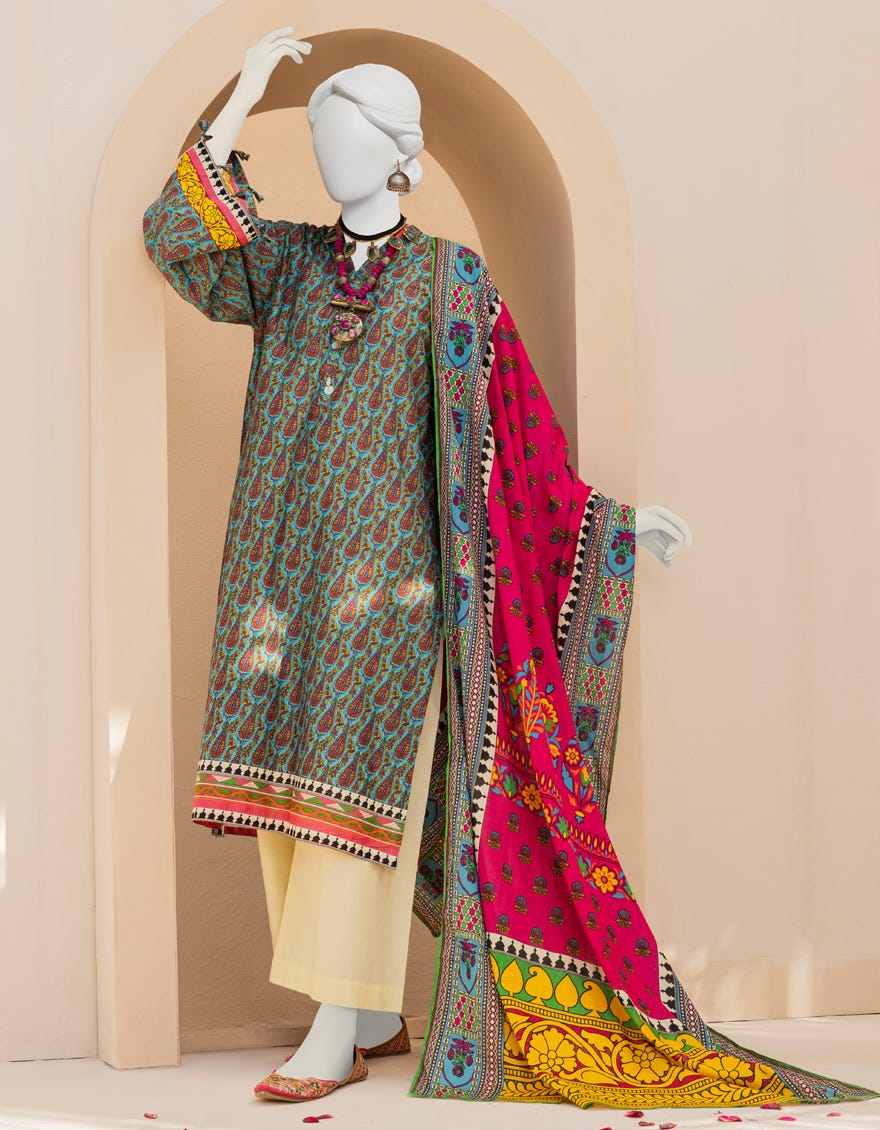 Multicolor Lawn 3 Piece Stitched Dress | Jlawn-S-23-148