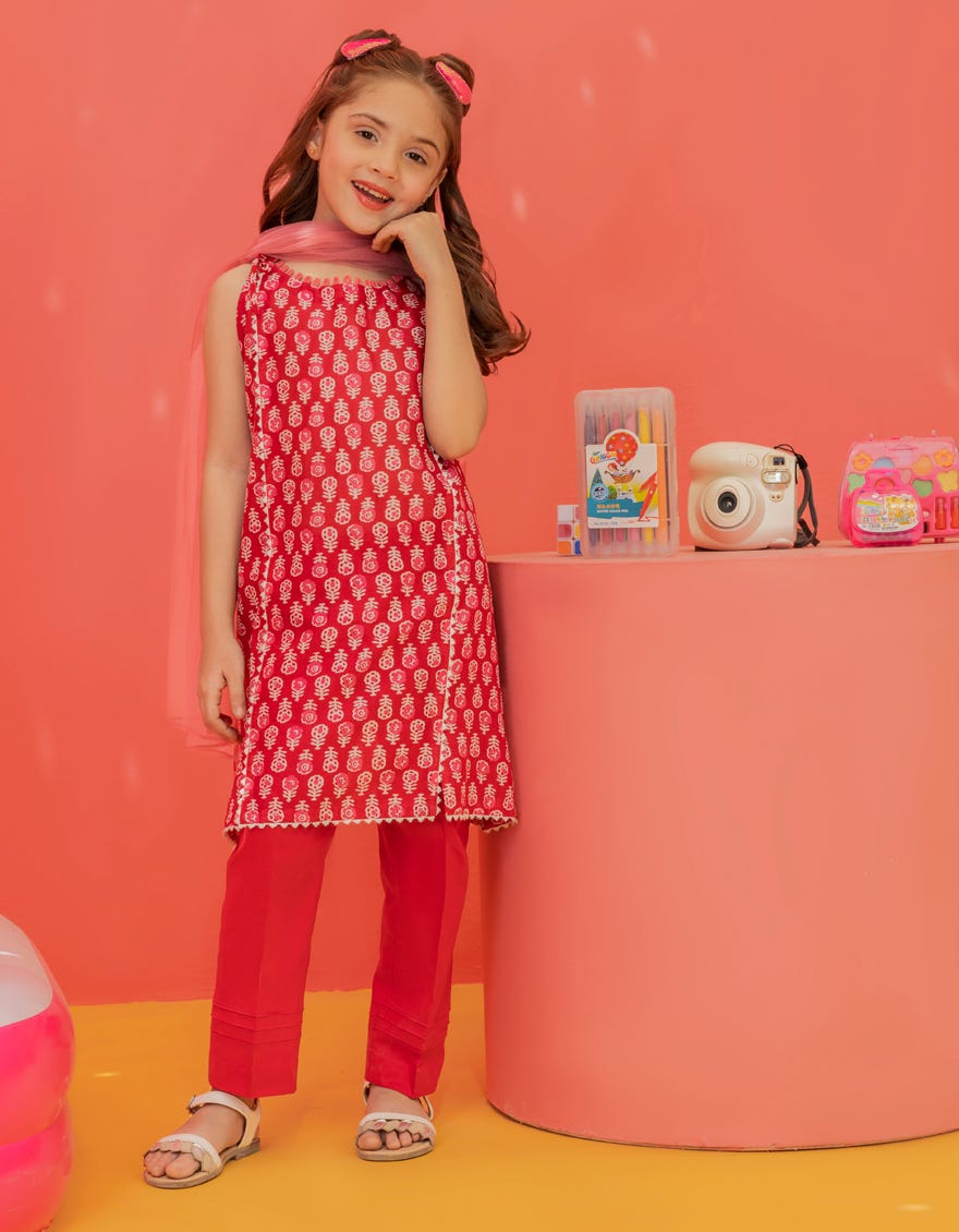 Pink Lawn Girls 3 Piece Stitched | Jgkl-S-23-1502