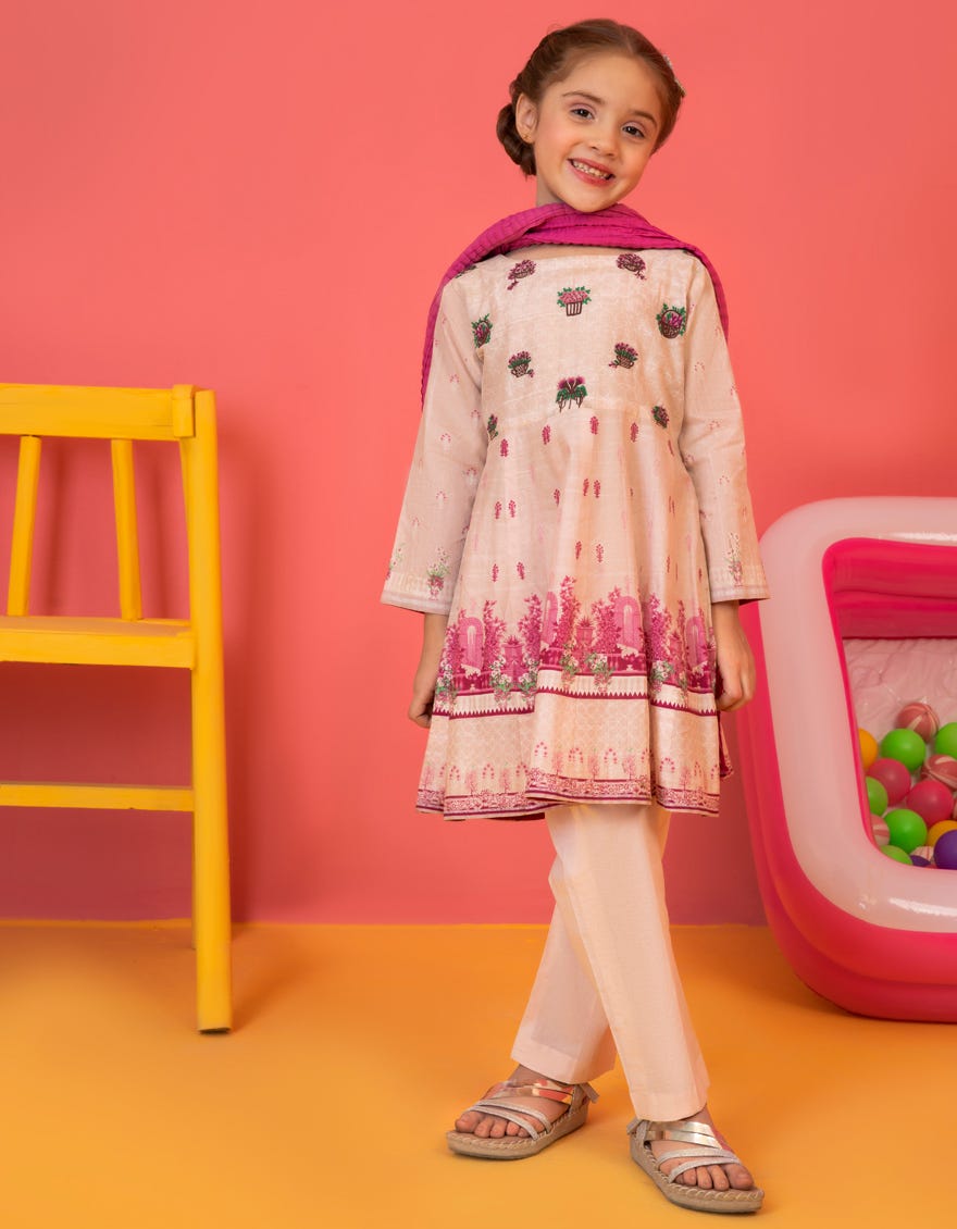 Peach Lawn Girls 3 Piece Stitched | Jgkl-S-23-1513