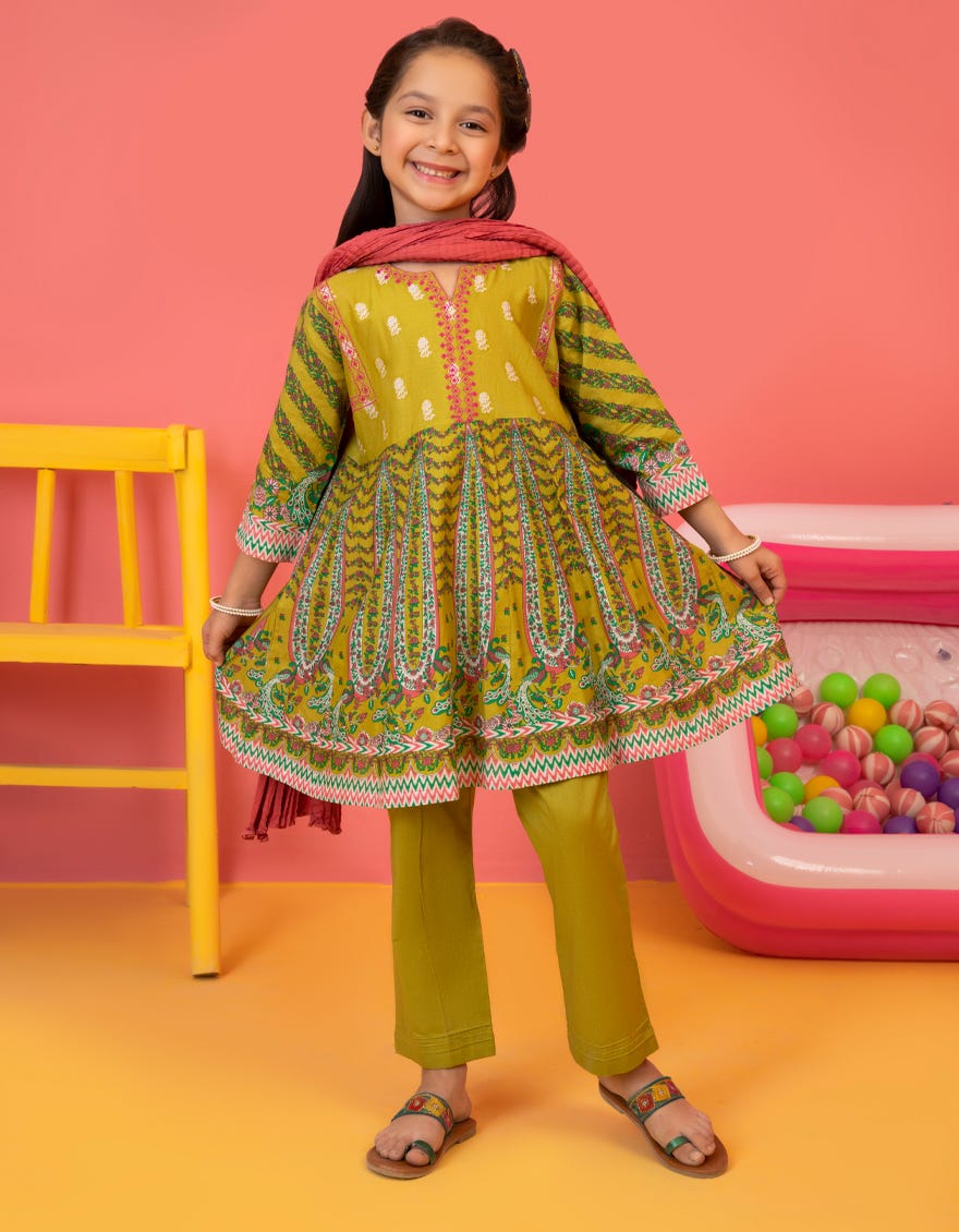 Green Lawn Girls 3 Piece Stitched | Jgkl-S-23-1517 Fb