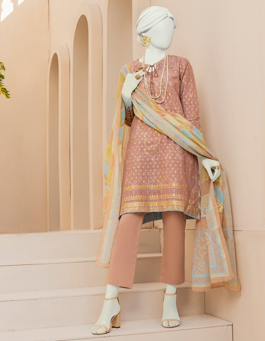 Brown Lawn 3 Piece Stitched Dress | Jlawn-S-23-151