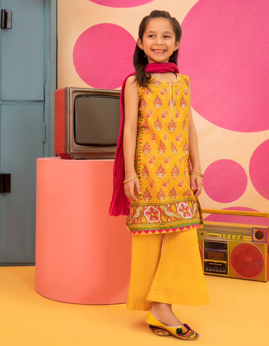 Yellow Lawn Girls 3 Piece Stitched | Jgkl-S-23-1522