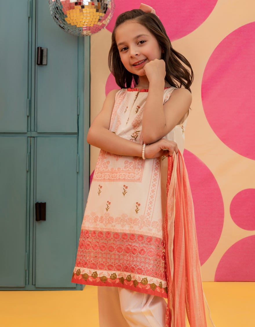 Beige Lawn Girls 3 Piece Stitched | Jgkl-S-23-1524