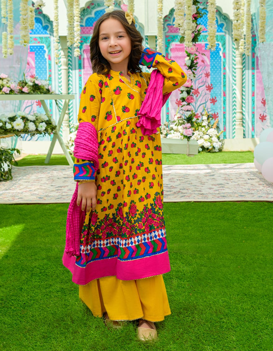 Yellow Lawn Girls 3 Piece Stitched | Jgkl-S-23-1527