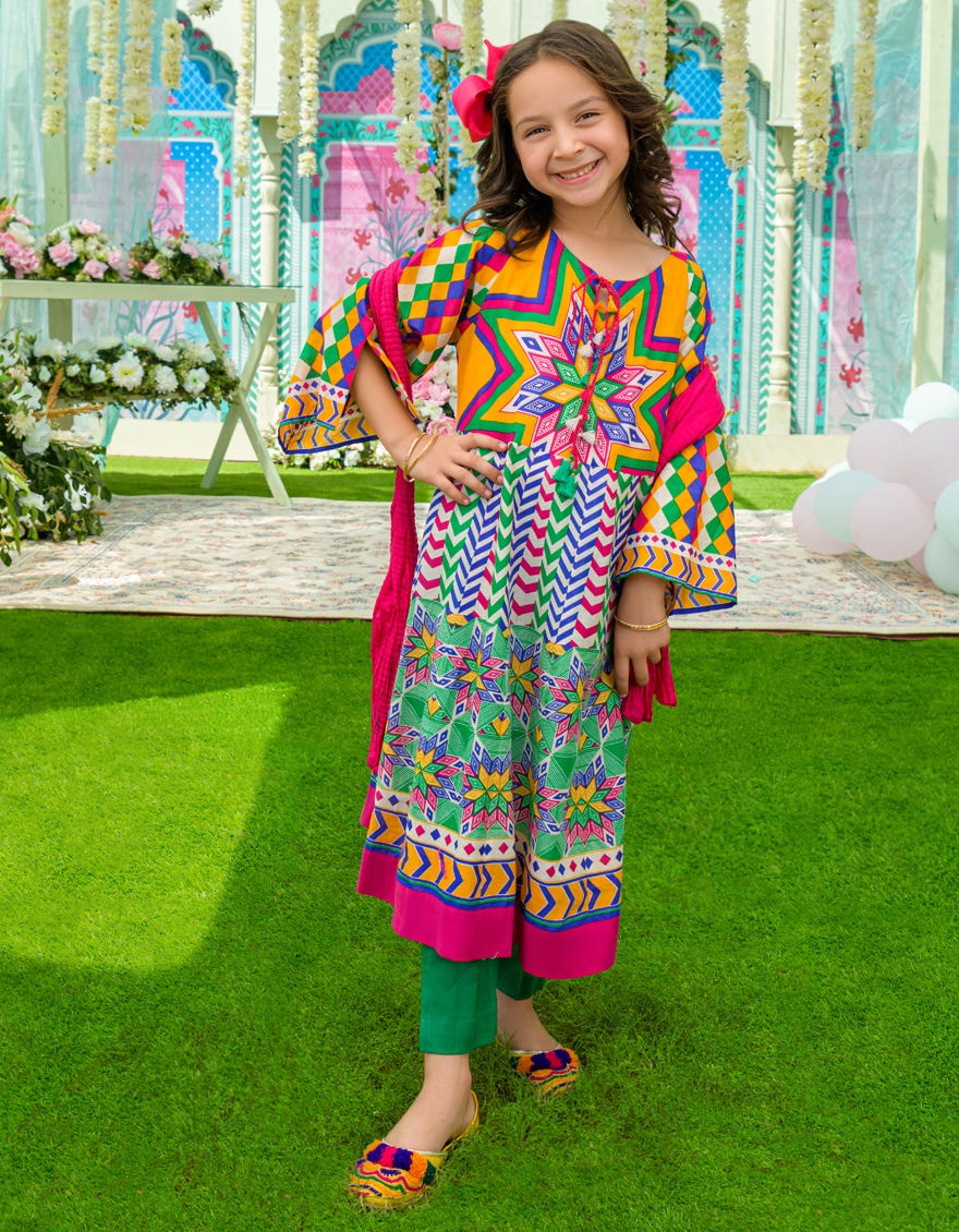 Multicolor Lawn Girls 3 Piece Stitched | Jgkl-S-23-1530