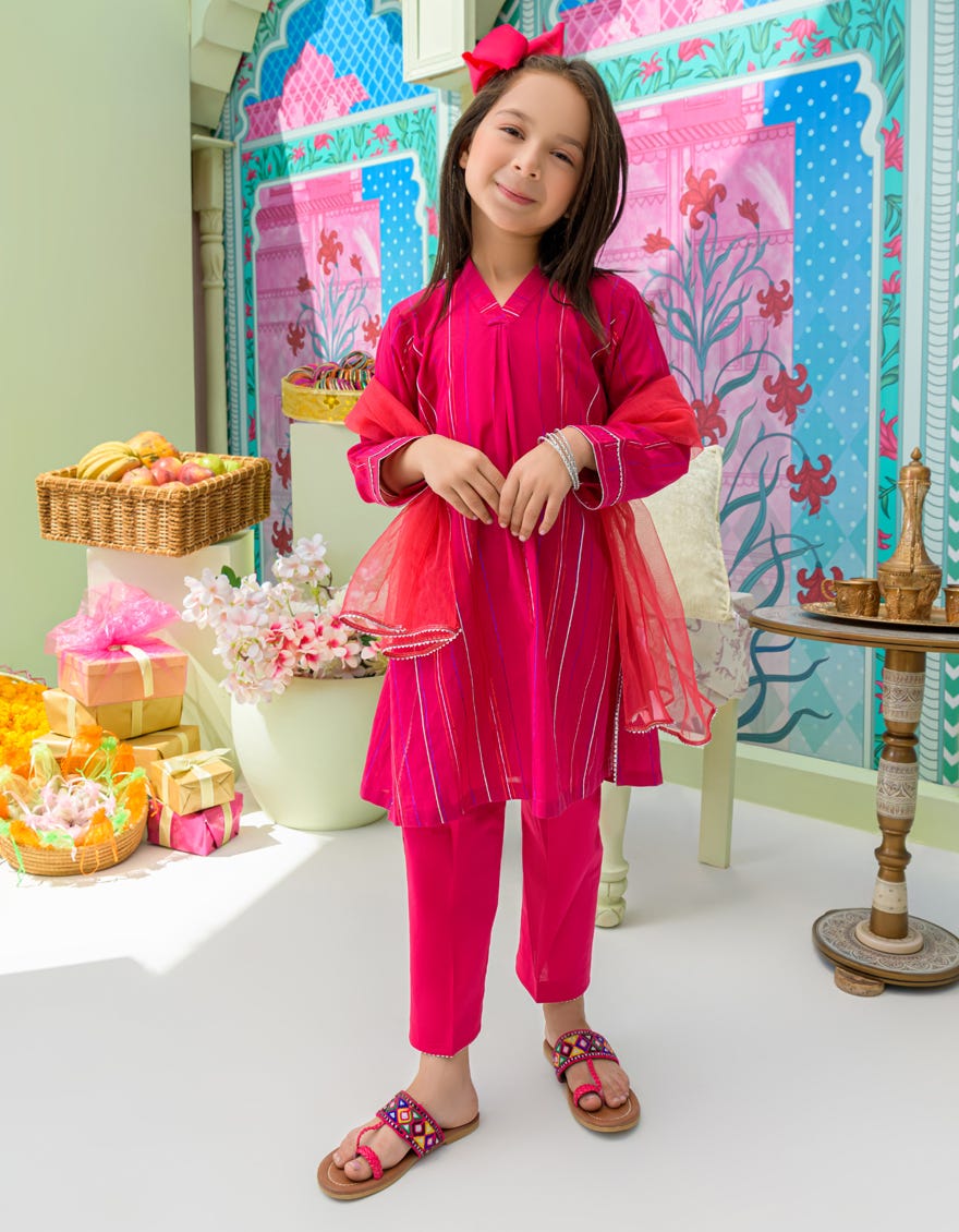 Pink Dyed Girls 3 Piece Stitched | Jgkl-S-23-1535