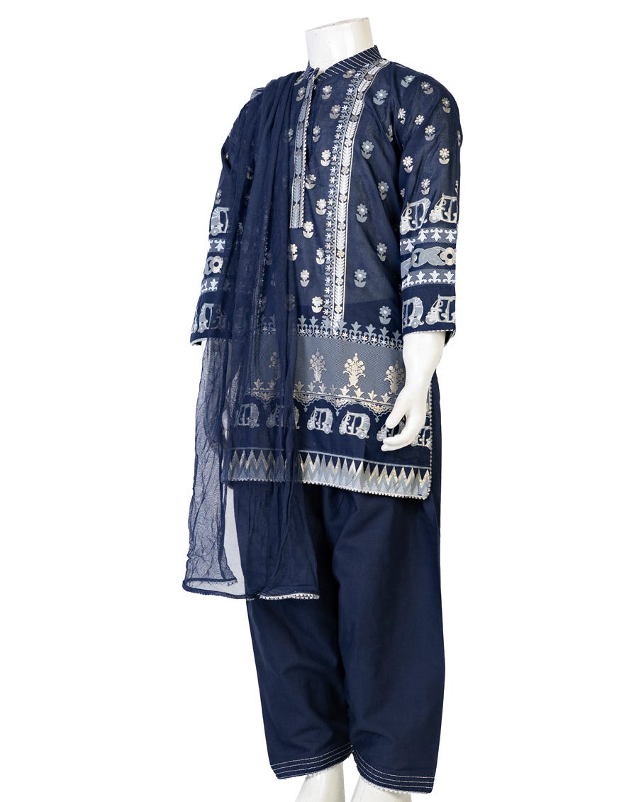 DARK BLUE LAWN GIRLS 3PC | JGKL-S-23-1539