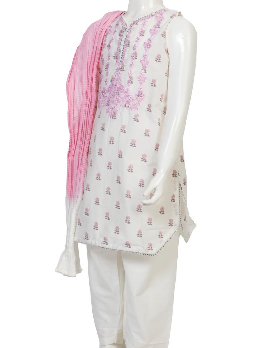 White Lawn Girls 3 Piece Stitched | Jgkl-S-23-1547