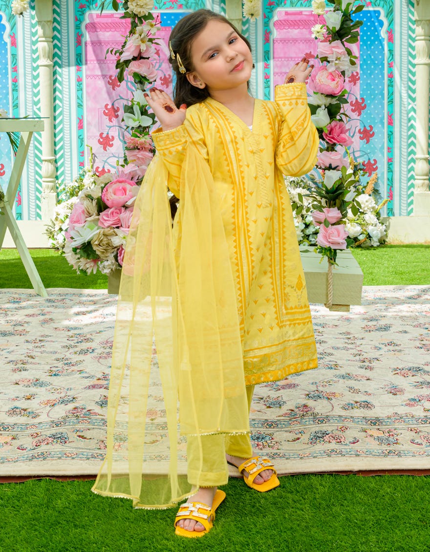 Yellow Lawn Girls 3 Piece Stitched | Jgkl-S-23-1540