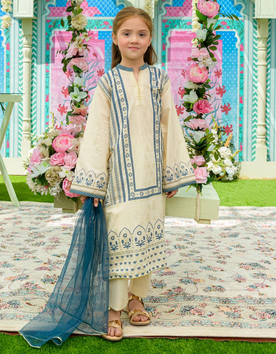 Beige Lawn Girls 3 Piece Stitched | Jgkl-S-23-1542