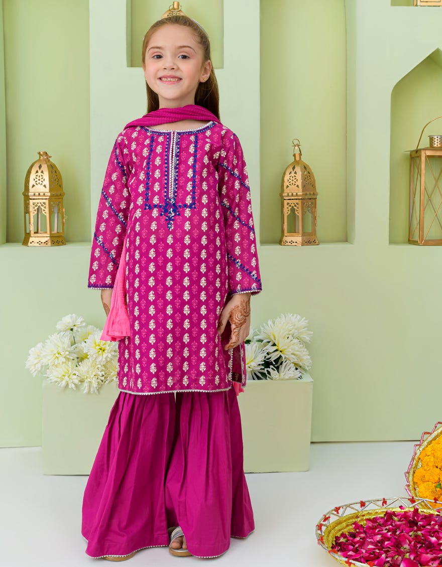 Pink Lawn Girls 3 Piece Stitched | Jgkl-S-23-1548