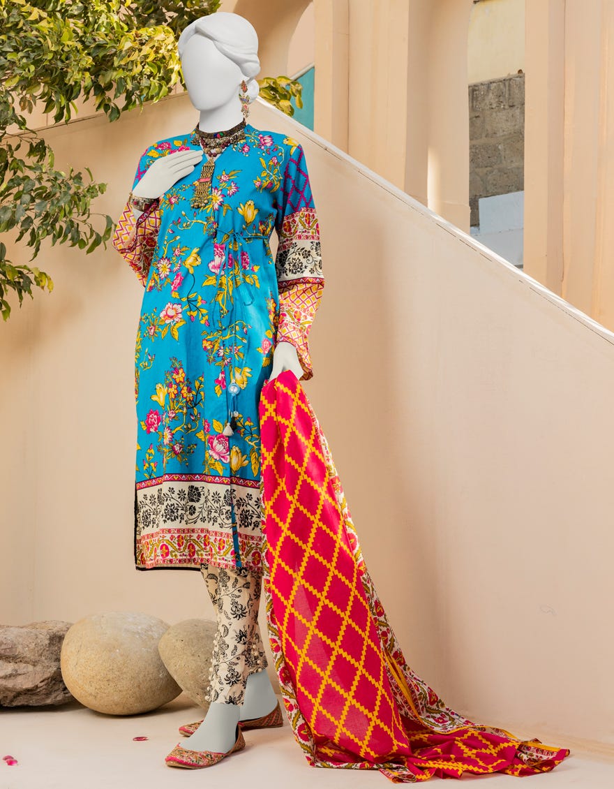 Blue Lawn 3 Piece Stitched Dress | Jlawn-S-23-154