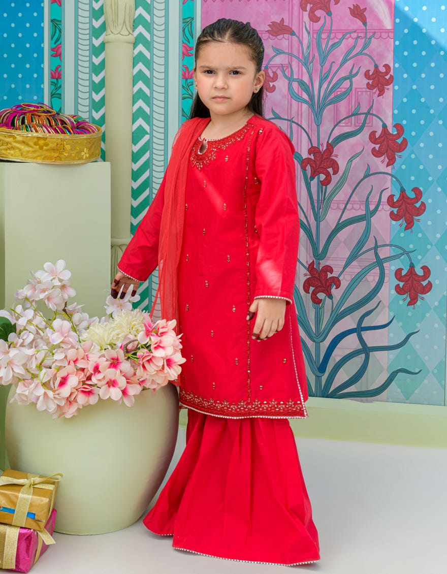 Red Lawn Girls 3 Piece Stitched | Jgkl-S-23-1550