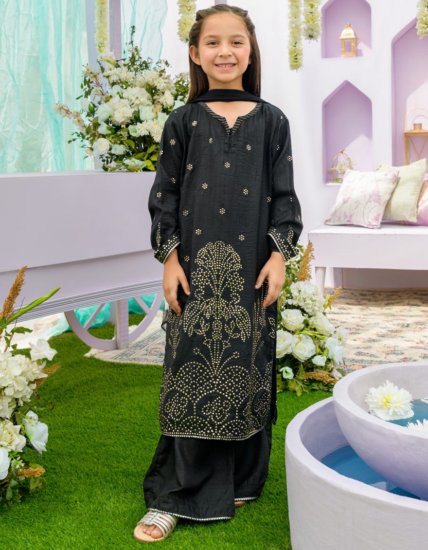 Black Lawn Girls 3 Piece Stitched | Jgkl-S-23-1558