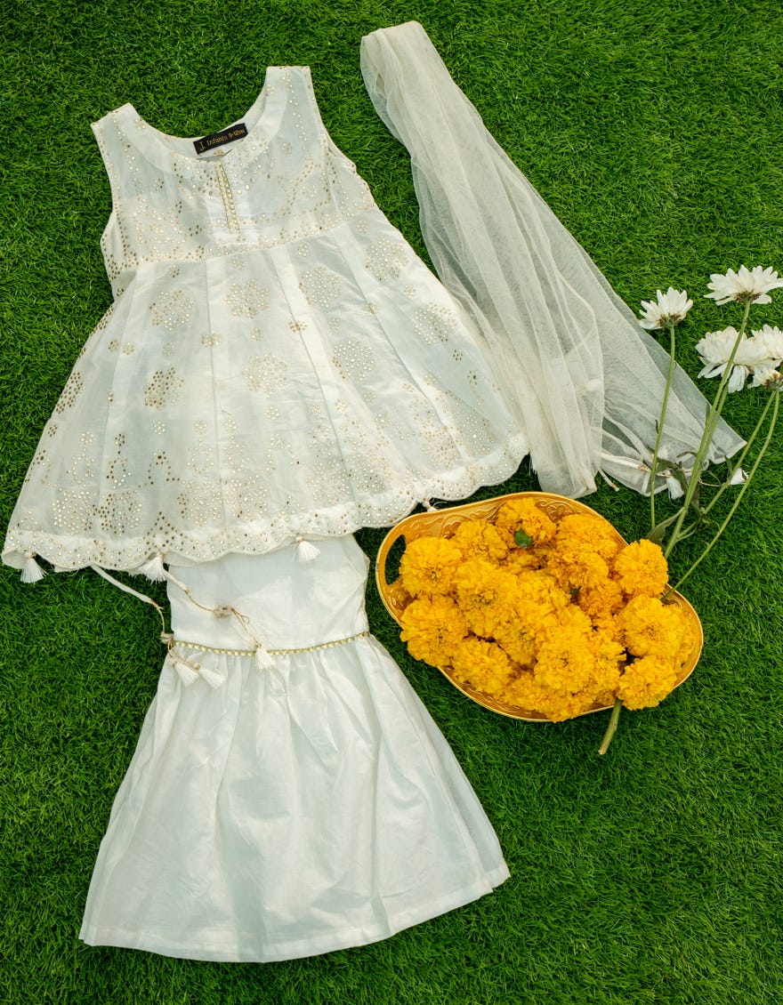 White Dyed Infant Girl 3 Piece | Jik-S-Jgkl-23-1570