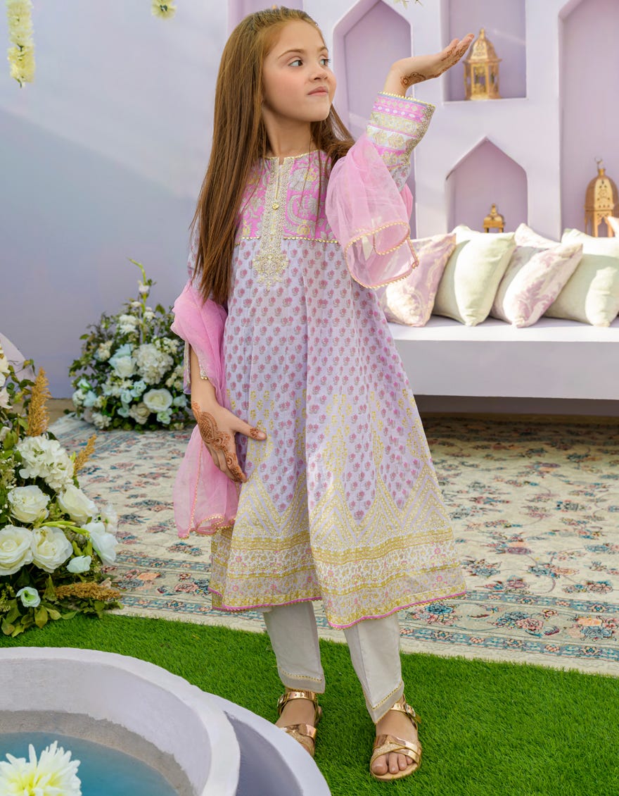Light Purple Lawn Girls 3 Piece Stitched | Jgkl-S-23-1571