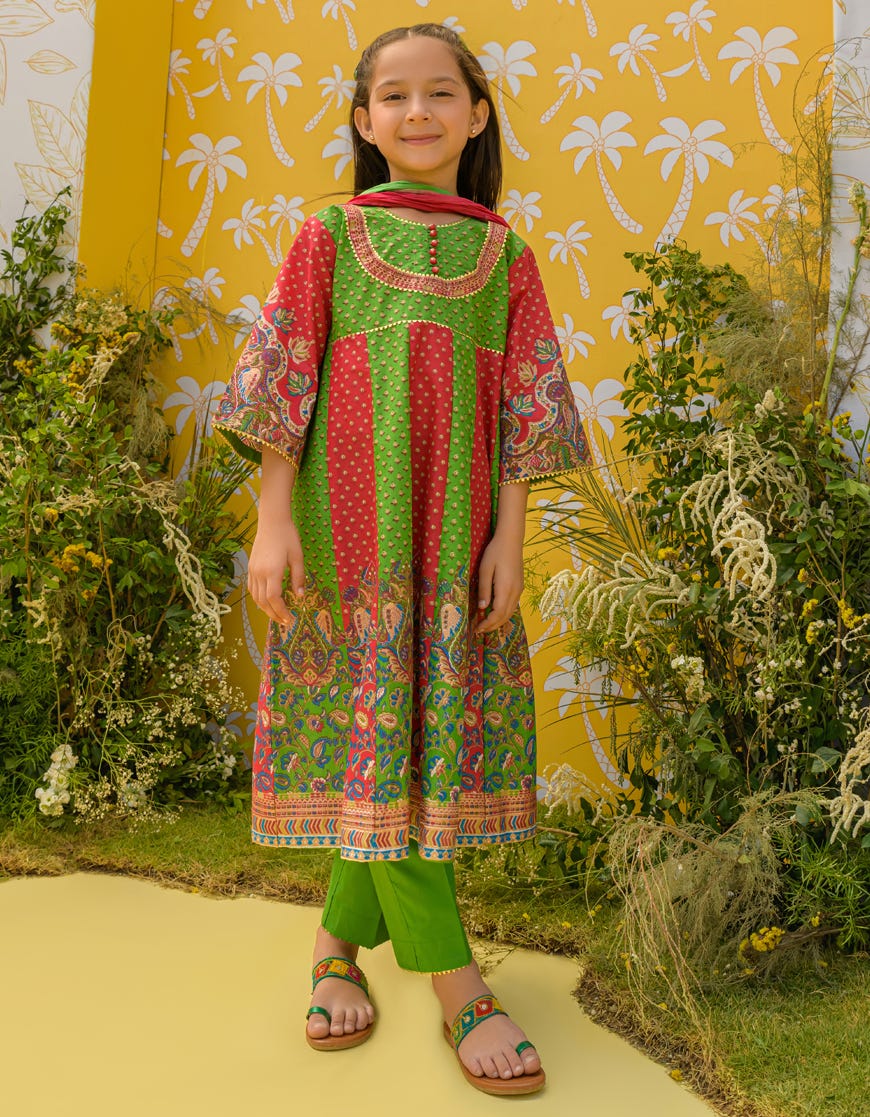 Red Lawn Girls 3 Piece Stitched | Jgkl-S-23-1578
