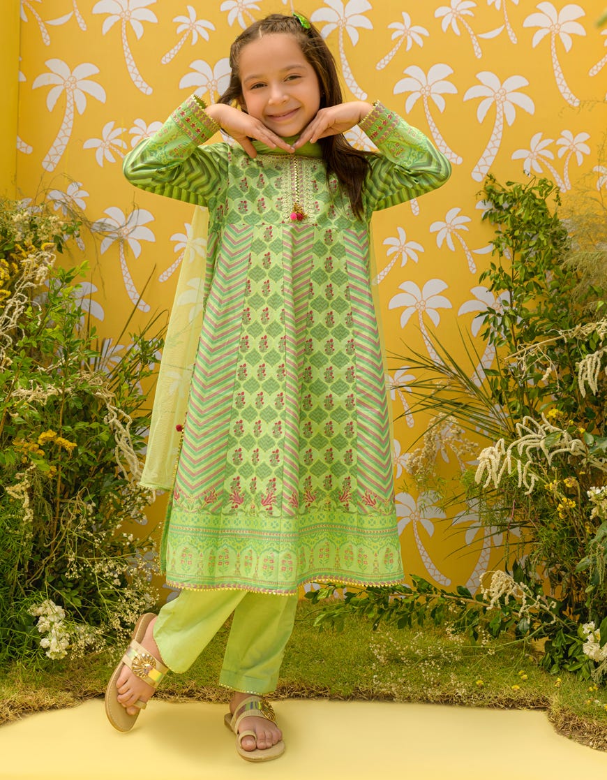 Green Lawn Girls 3 Piece Stitched | Jgkl-S-23-1580