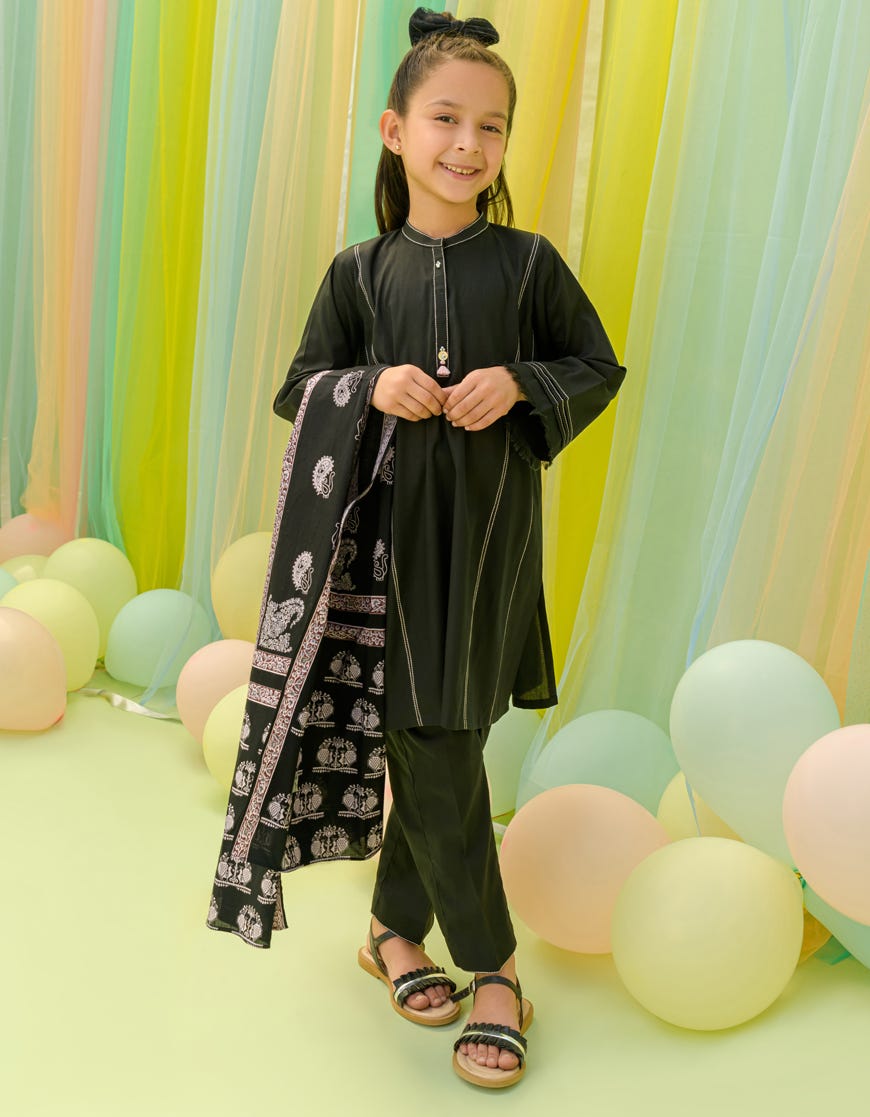 Black Lawn Girls 3 Piece Stitched | Jgkl-S-23-1584