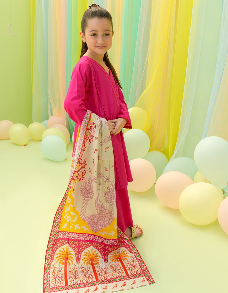 Pink Lawn Girls 3 Piece Stitched | Jgkl-S-23-1586