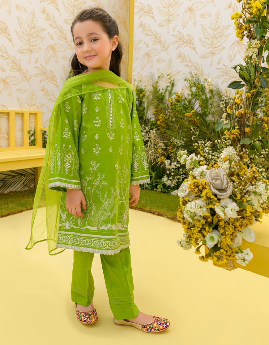 Green Lawn Girls 3 Piece Stitched | Jgkl-S-23-1590