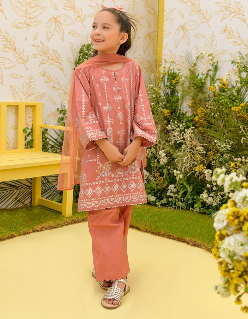 Peach Lawn Girls 3 Piece Stitched | Jgkl-S-23-1591