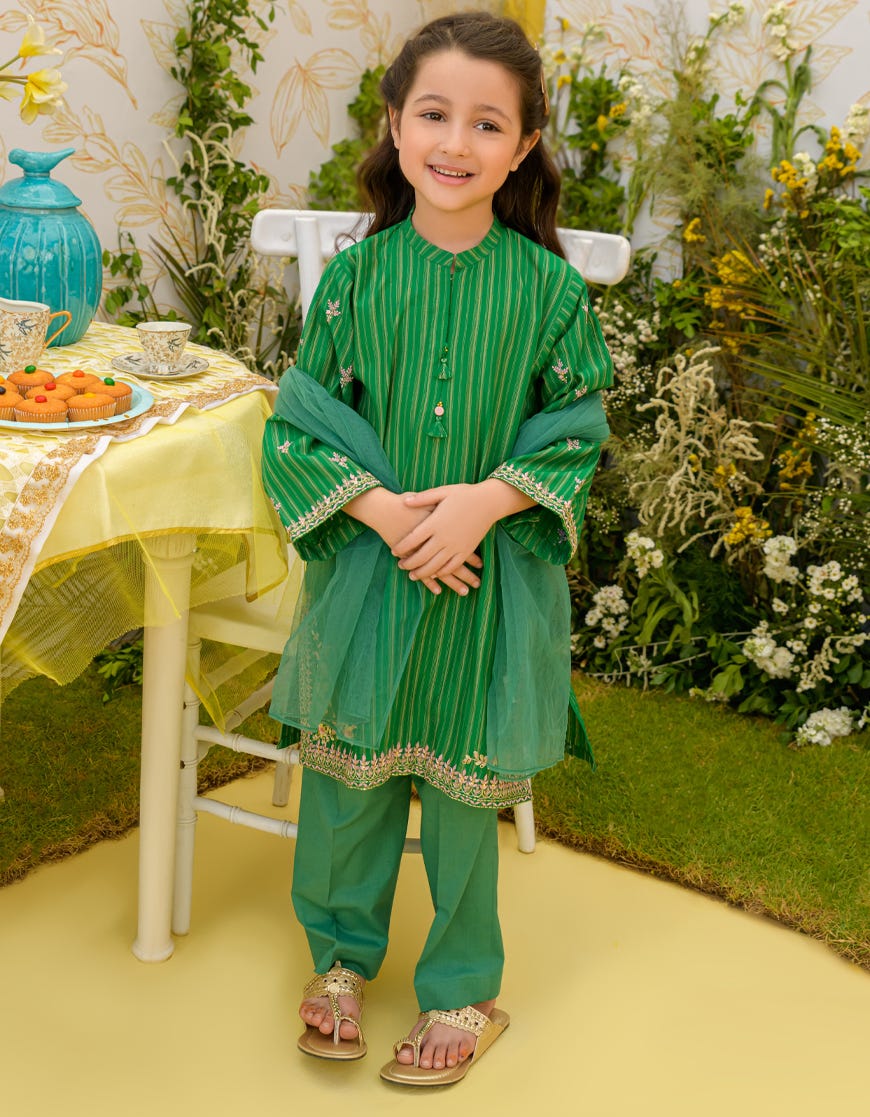 Green Lawn Girls 3 Piece Stitched | Jgkl-S-23-1593