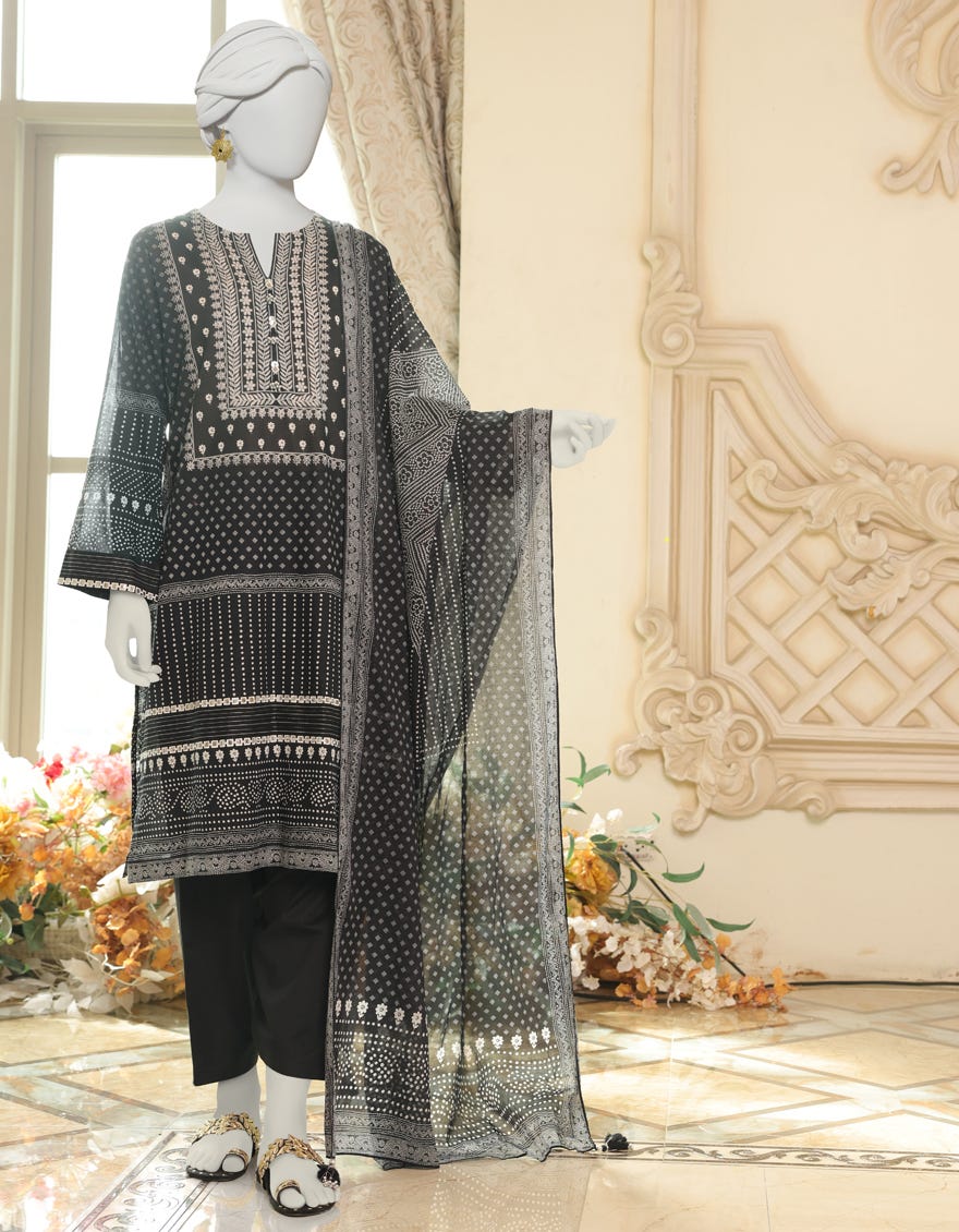 Black Lawn Unstitched 2 Piece Dress | Jlawn-S-Jds-23-1017 Ebony