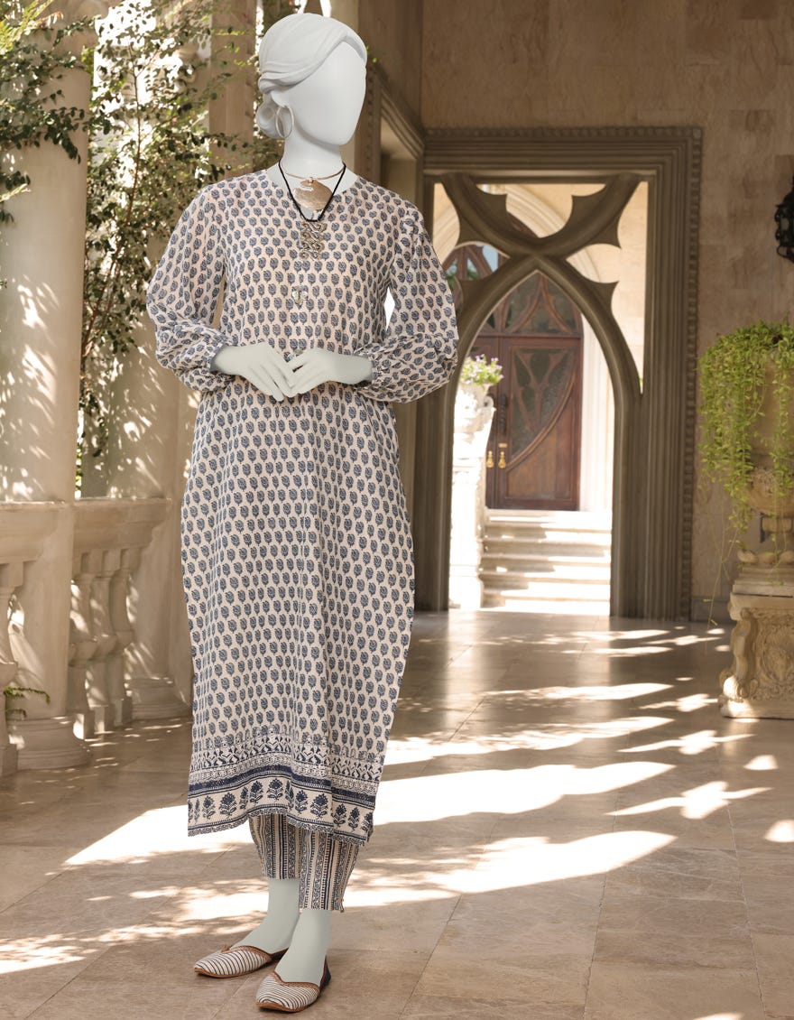Blue-White Lawn Unstitched 2 Piece Dress | Jlawn-S-Jst-23-1614 Azul