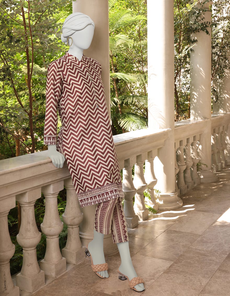 Mocha-White Lawn Unstitched 2 Piece Dress | Jlawn-S-Jst-23-1612 Mocha