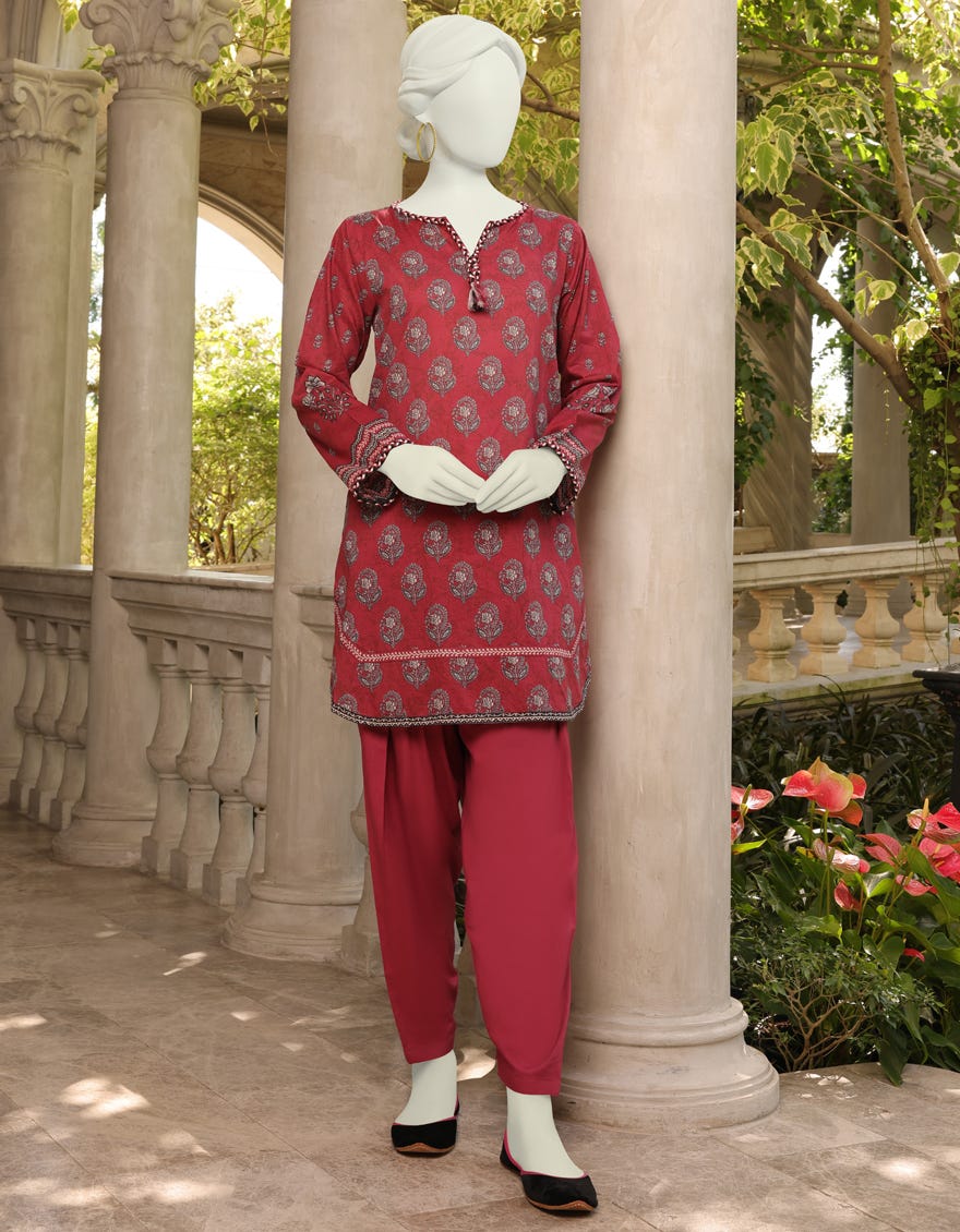 Maroon Lawn Unstitched 2 Piece Dress | Jlawn-S-Jst-23-1621