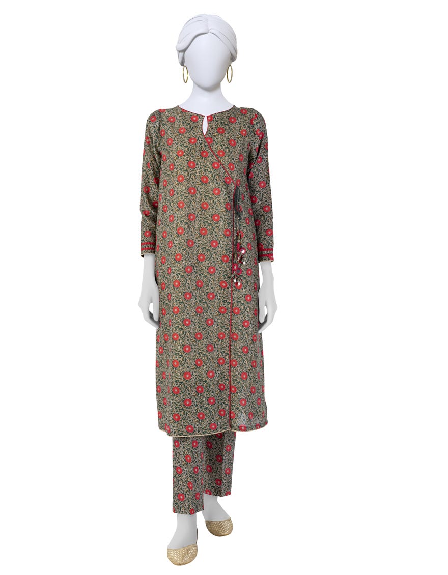 Red-Green Lawn Unstitched 2 Piece Dress | Jlawn-S-Jst-23-1631