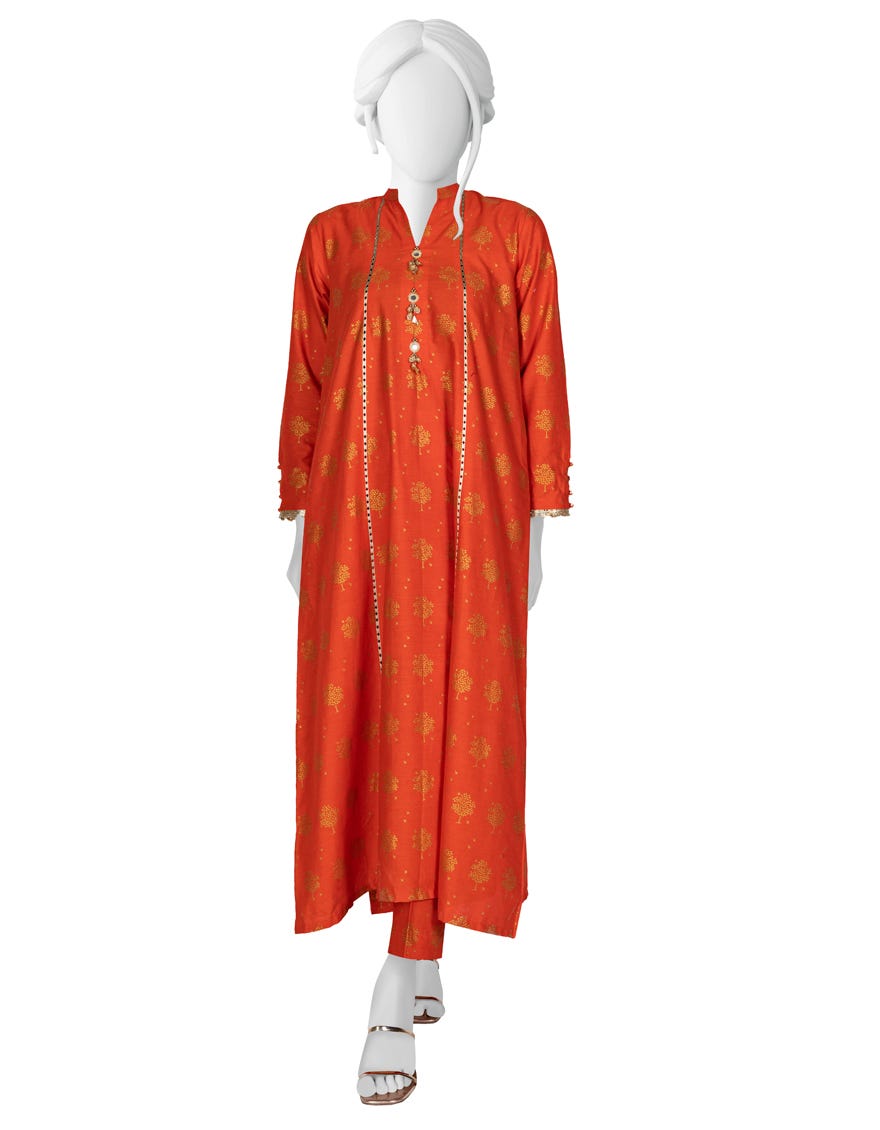 Orange Lawn Unstitched 2 Piece Dress | Jlawn-S-Jst-23-1641