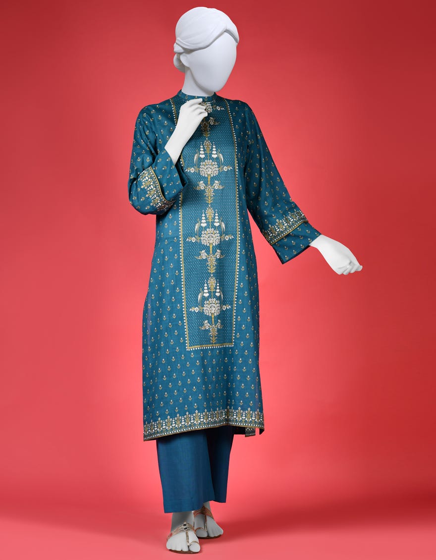 Teal Lawn 2 Piece Stitched Dress | Ccw-2Ps-St-S-23-1658