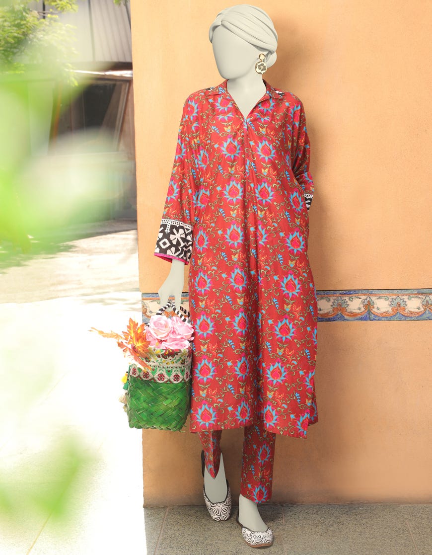 Maroon Lawn 2 Piece Stitched Dress | Jlawn-S-Jst-23-1660