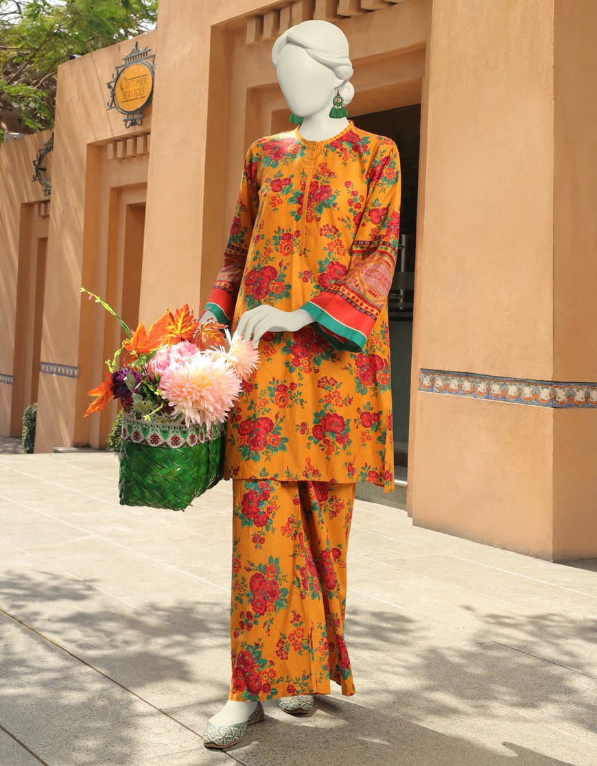 Yellow Lawn 2 Piece Stitched Dress | Jlawn-S-Jst-23-1661