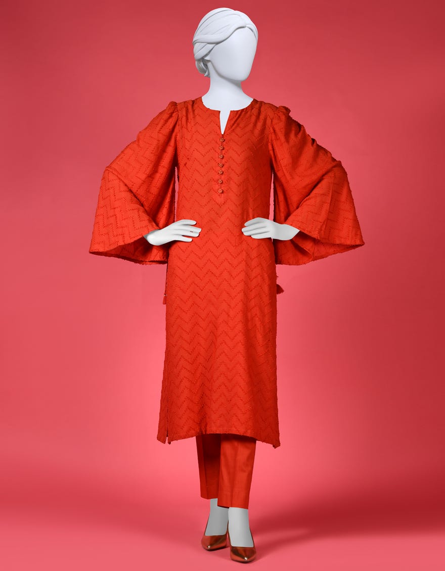 Red Lawn 2 Piece Stitched Dress | Ccw-2Ps-St-S-23-1661