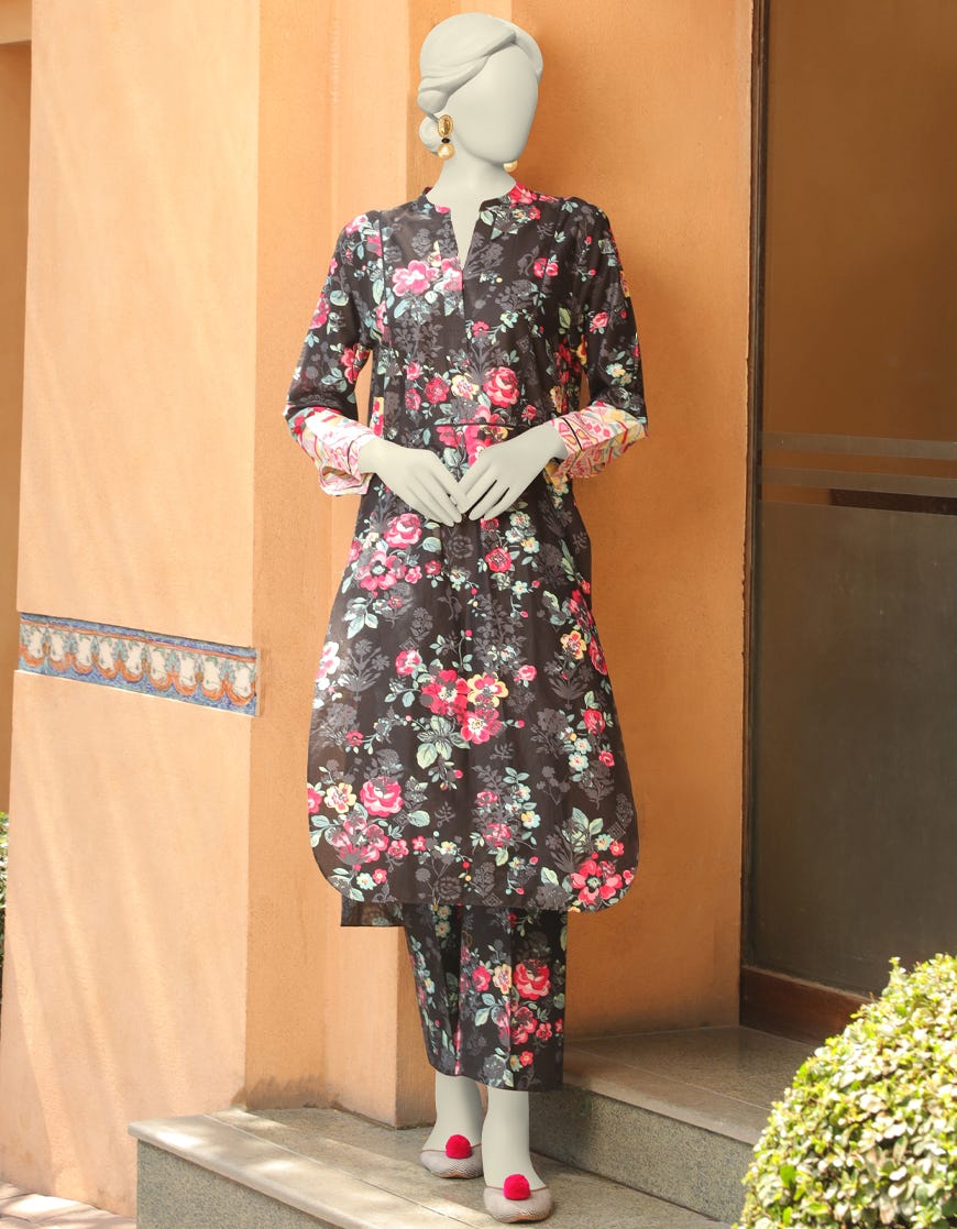 Black Lawn 2 Piece Stitched Dress | Jlawn-S-Jst-23-1662