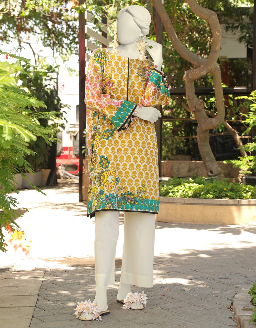 Yellow Lawn 2 Piece Stitched Dress | Jlawn-S-Jst-23-1663