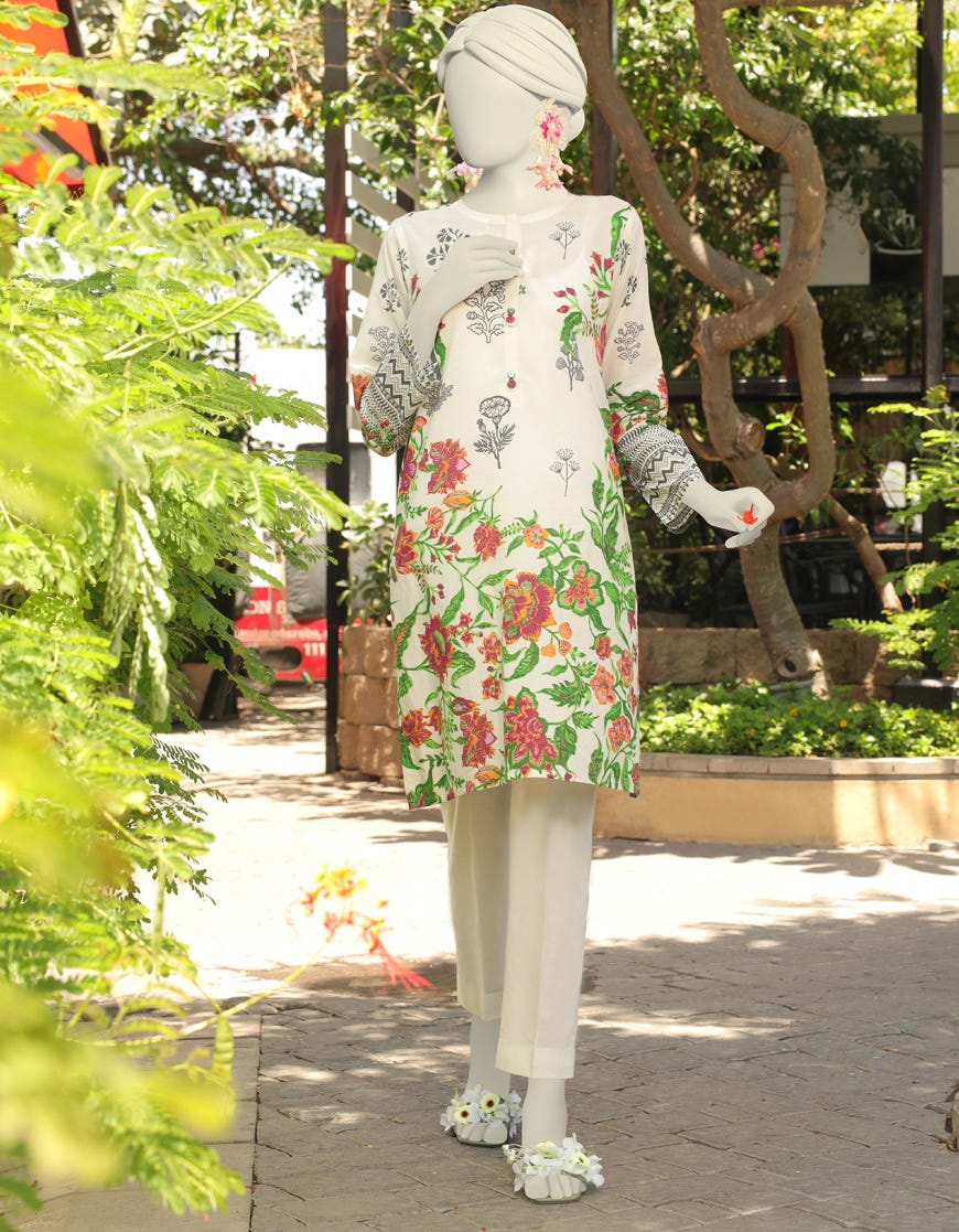 Off White Lawn 2 Piece Stitched Dress | Jlawn-S-Jst-23-1665