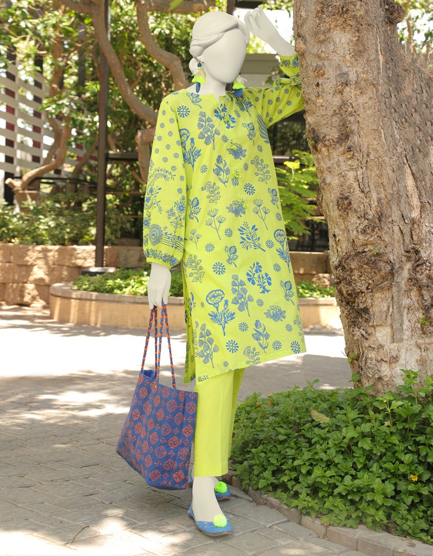 Lime Lawn 2 Piece Stitched Dress | Jlawn-S-Jst-23-1666