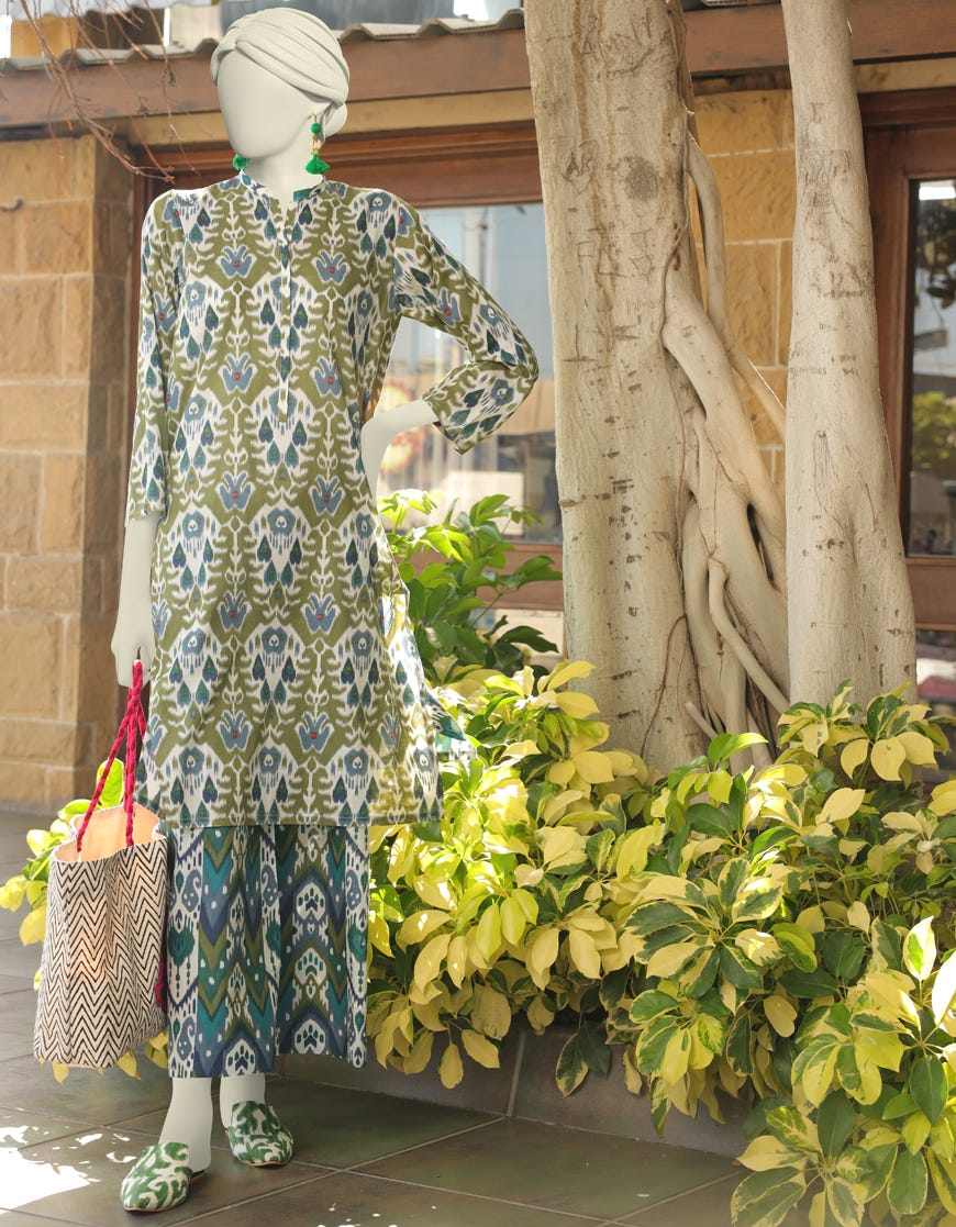 Green-Blue Lawn 2 Piece Stitched Dress | Jlawn-S-Jst-23-1670